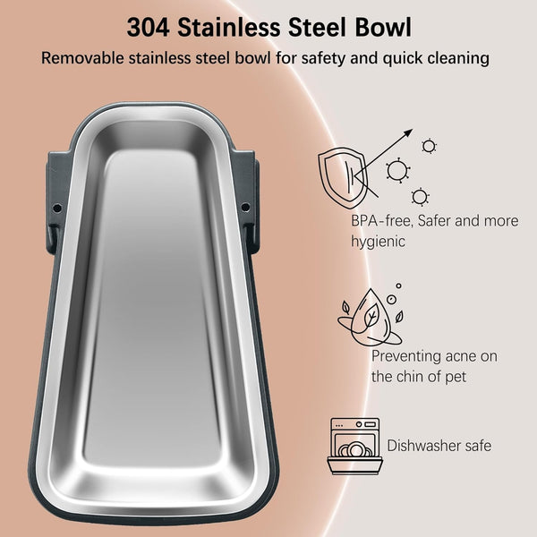 Automatic Dog and Cat Food Feeder and Water Dispenser Set with Stainless Steel Bowls,Gravity Pet Food and Water Feeders,100% Bpa-Free,Large Capacity for Cats Dogs Pets… (5L Dark Gray)3