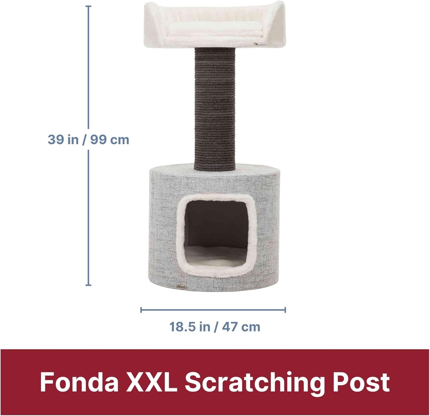 trixie-fonda-cat-scratching-post-39-inch-cat-scratcher-with-soft-fabric-covering-base-and-durable-sisal-rope-for-large-cats-with-condo-base-and-platform-in-gray