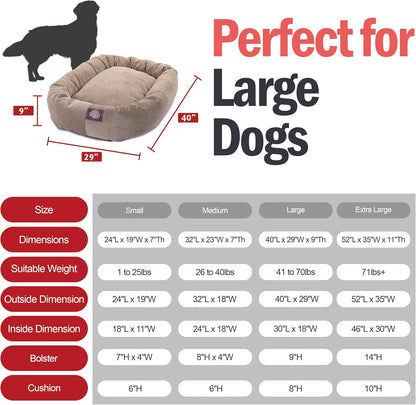 Majestic Pet 40 Inch Micro Velvet Calming Dog Bed Washable – Cozy Soft round Dog Bed with Spine for Head Support - Fluffy Donut Dog Bed 40X29X9 (Inch) – round Pet Bed Large – Pearl3