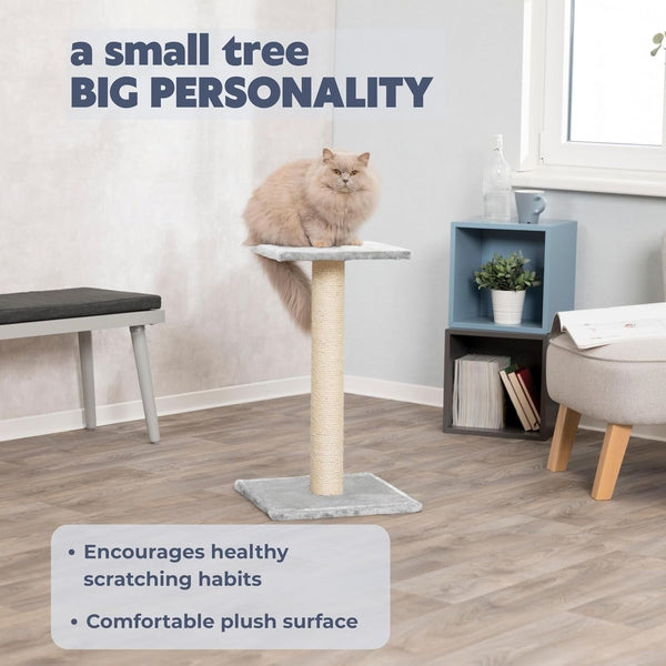 TRIXIE Espejo Cat Scratching Post 27.2 Inch - Cat Scratcher with Soft Fabric Covering Base and Durable Sisal Rope - with Resting Platform - Gray2
