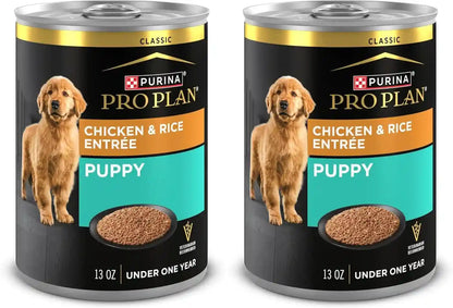 Purina Pro Plan Wet Puppy Food Pate, Wet Food Classic Chicken and Rice Entrée - (Pack of 12) 13 Oz. Cans11