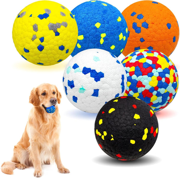 6 Pcs Dog Balls Tennis Ball for Aggressive Chewers Indestructible Dog Teething Chew Toys for Large Medium Small and Puppies, More Biting-Proof Atom.1