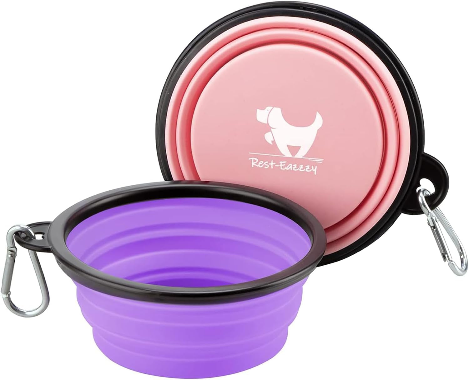 collapsible-dog-bowls-for-travel-2-pack-dog-portable-water-bowl-for-dogs-cats-pet-foldable-feeding-watering-dish-for-traveling-camping-with-carabiners-bpa-free-grey-black-small-pack-of-2