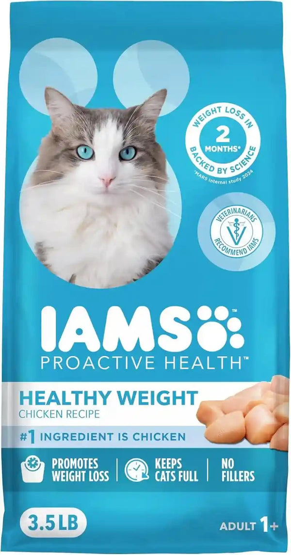 IAMS Proactive Health Healthy Weight Dry Cat Food, Chicken, 3.5 Lb | Veterinarian-Recommended, Real Chicken #1 Ingredient, Protein & Fiber Blend for Weight Management, Supports Healthy Energy1