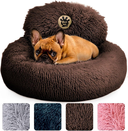 Petjett Calming Dog Bed Medium Size Dog - 30'' Donut Bed, Washable Dog Bed, Anti-Slip & Super Soft Fluffy Plush round Dog Bed, Anti-Anxiety Premium Comfort Pet Bed, Fits Dogs Upto 45 Lbs - Dark Grey19