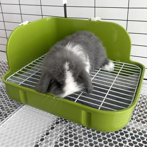 Rabbit Litter Box, Bunny Litter Box, Guinea Pig Potty Trained, Square Small Animal Toilet Potty Pan for Rabbit Guinea Pig Ferret Hamster Chinchilla (Grass Green)7