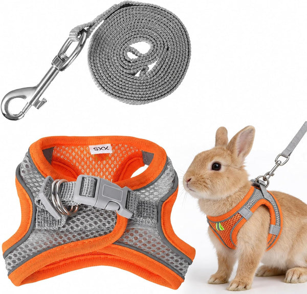 Bunny Harness and Leash Set Breathable Pet Rabbit Harness and Leash Set Soft Rabbit Leashes Reflective Strips Jacket Escape-Proof Walking Gear for Rabbits, Small Kitten, Puppy, Guinea Pigs (Pink, XXS)9