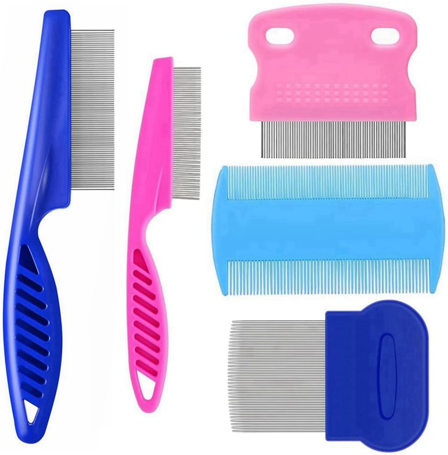 5-pack-flea-lice-comb-stainless-steel-dog-cat-grooming-combs-with-rounded-teeth-double-sided-professional-pet-tear-stain-remover-dematting-tool-for-small-ideal-for-all-pet