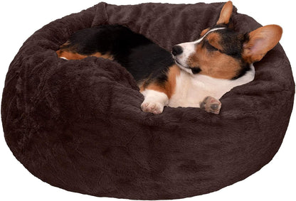 Furhaven Soft & Cozy Dog Bed for Medium/Small Dogs, Refillable W/ Removable Washable Cover & Liner, for Dogs up to 35 Lbs - Plush Faux Fur Bean Bag Style Ball Bed - Espresso, Medium1