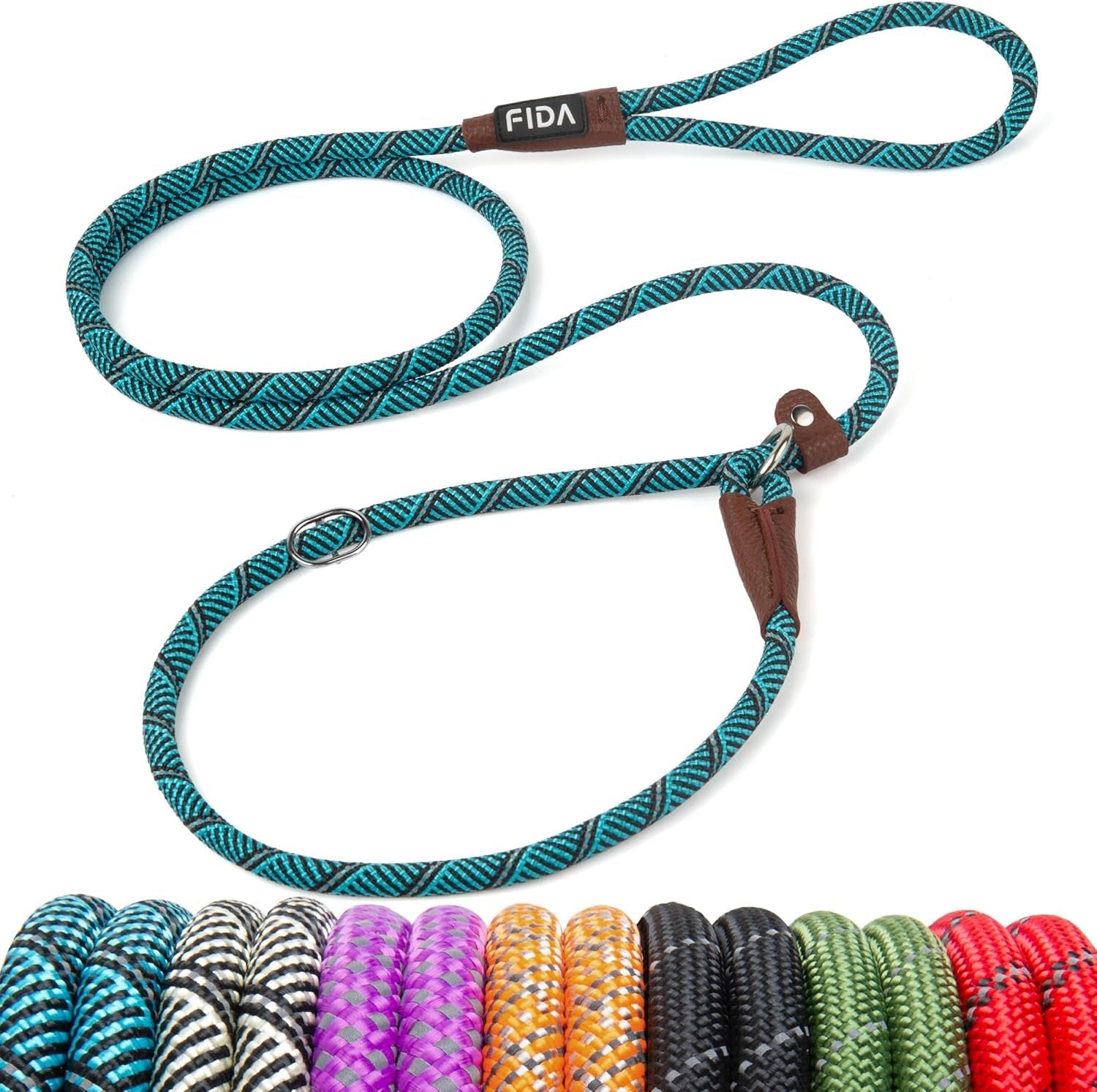 fida-durable-slip-lead-dog-leash-6-ft-x-1-2-heavy-duty-dog-loop-leashes-comfortable-strong-rope-slip-leash-for-large-medium-dogs-no-pull-pet-training-lead-with-highly-reflective1-2-black