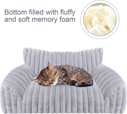 Cute Cat Couch Bed for Indoor Cats, Dog Beds for Small Dogs Couch, S, Grey | Dog Couch Bed with Removable Washable Cover,Cute Fluffy Pet Sofa Cat Couch Bed,Washable Dog Bed Medium Large Size Dog3