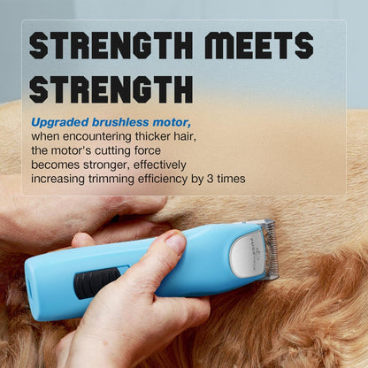 Professional Dog Clippers for Grooming Thick Curly Matted Coats | Detachable A5 Blade & Metal Guide Combs Kit for Horse Animal Breeds Low Noise Cordless Pet Hair Trimmer with 2 Speed Bluewave2