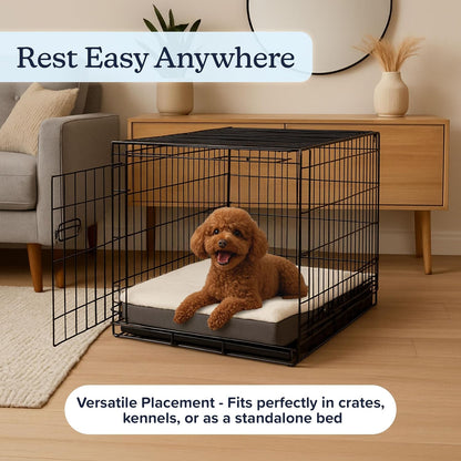 Orthopedic Dog Bed - 2-Layer Memory Foam Crate Mat with Machine Washable Sherpa Cover - 20X15 Pet Bed for Small Dogs up to 20Lbs by PETMAKER (Gray)6