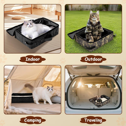 Portable Cat Litter Box with Lid, 16 * 12 * 6 Inches, Black | Foldable, Ease of Use, Non-Leaking, Easy to Take, Lightweight, for Outdoor Camping & Traveling, Zipper Lock6