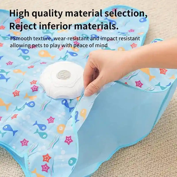 Rechargeable Automatic Cat Toy, 3-Mode Touch-Activated Interactive Toy with Random Motion, Concealed Feather & Squeaky Sound for Indoor Cats & Kittens (Blue)3