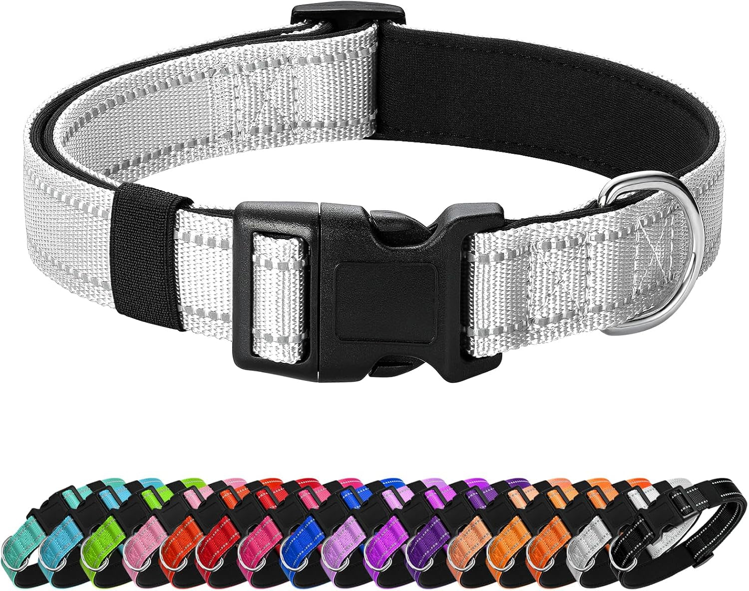 reflective-dog-collar-padded-with-soft-neoprene-breathable-quick-release-basic-dog-collars-for-medium-dogs-purple-girl