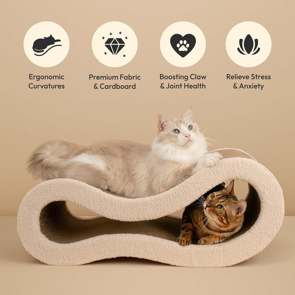 Cloud Lounge Cat Scratching Pad, Reversible Scratch Board with Natural Curves for Freestyle Scratching & Ergonomic Support, Extra Wide Cat Bed for Large Cats, Premium Cardboard & Cozy Fabric2
