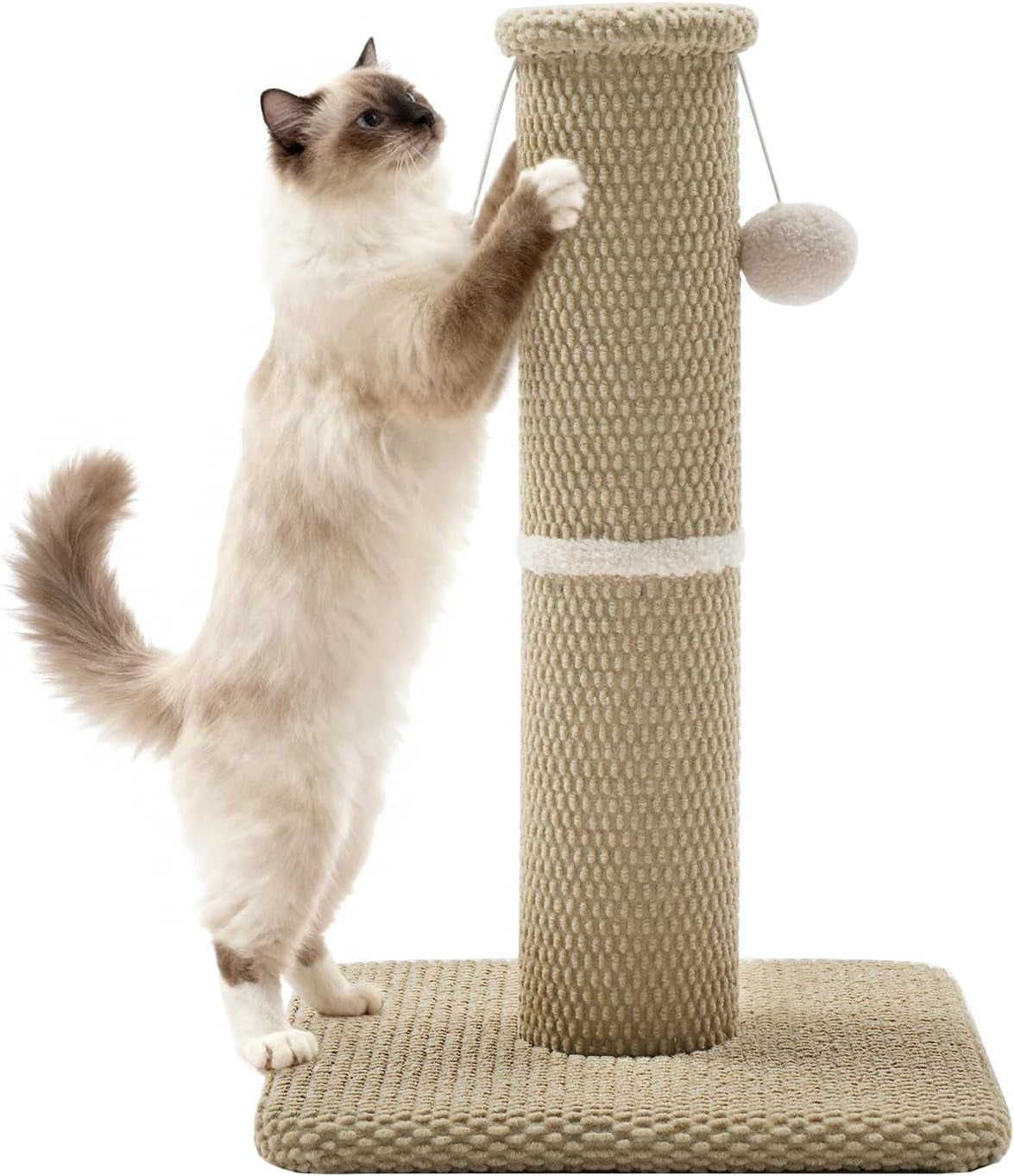 made4pets-tall-cat-scratching-post-33-modern-cat-scratcher-with-hanging-balls-heavy-duty-and-thicker-scratching-post-for-indoor-cats-adults-sturdy-base-cat-scratch-post-dark-grey