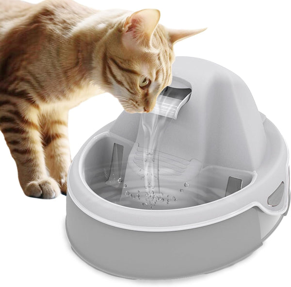 Aqua Flow Premium Pet Water Fountain - Automatic Dispenser Drinking Bowl for Cats and Dogs - Anti-Hair Drainage System - Replaceable Filters - Ideal for Multiple Pets - 52 up to 120 Fl Oz - Gray1