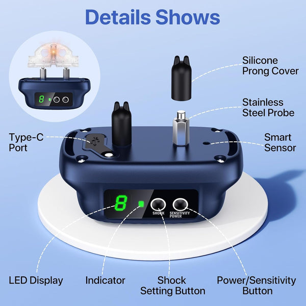 Dog Bark Collar, Automatic Bark Collar with 8 Sensitivity Levels,Smart Waterproof No Bark Collar with Beep Vibration Modes, Rechargeable anti Barking Collars for Large Medium Dogs-K043