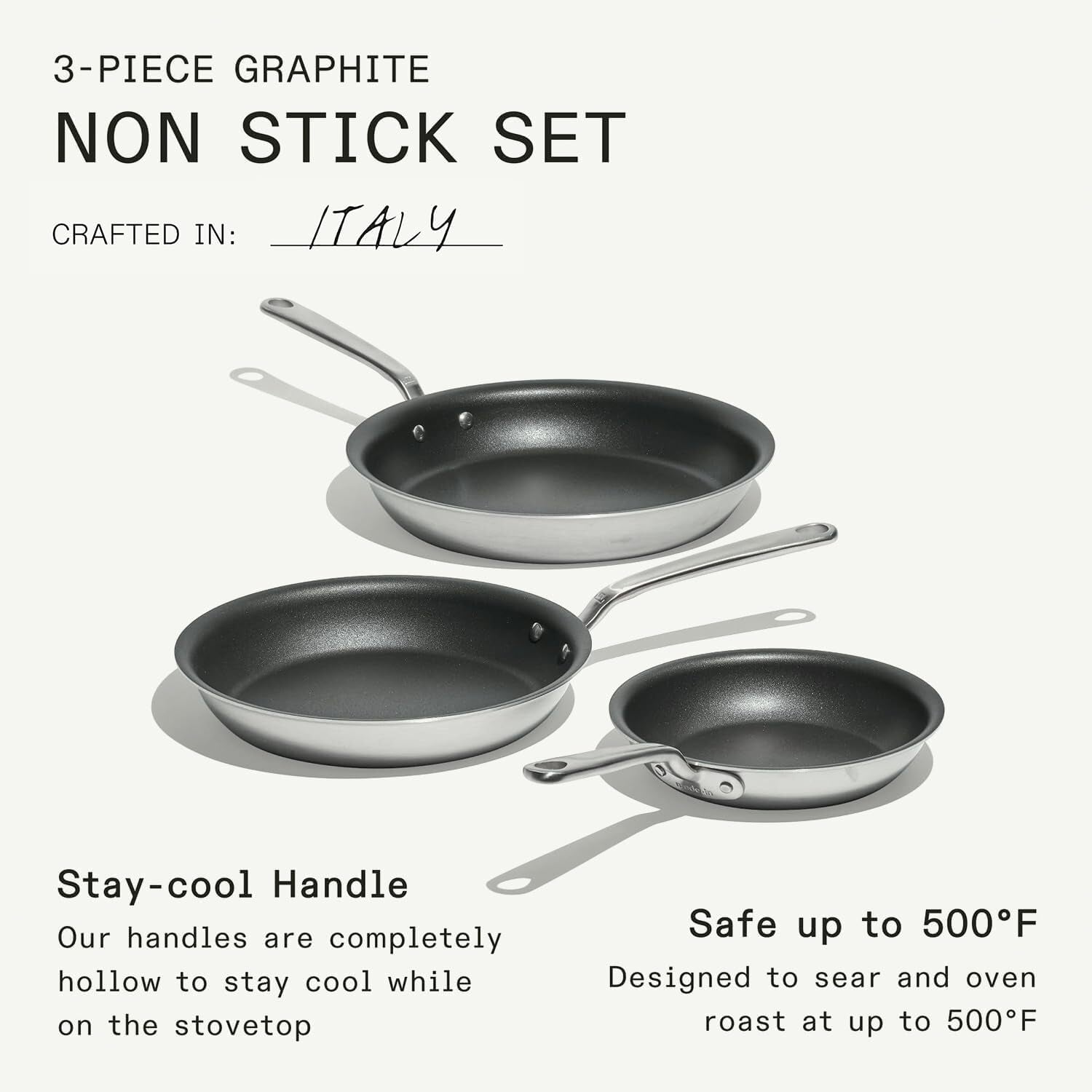 made-in-cookware-procoat-non-stick-3-piece-frying-pan-set-includes-8-10-12-5-ply-stainless-clad-professional-cookware-crafted-in-italy-induction-compatible-graphite