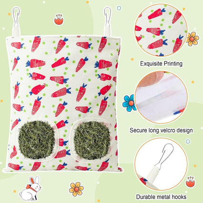 UPINS 2Pack Guinea Pig Hay Feeder Bag,Bunny Rabbit Cage Bag Hanging Holder | Guinea Pig Cage Feeder,For Bunny Rabbits,Chinchillas,Hamsters,Small Pets,And Animals3