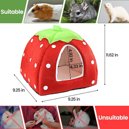 Mygeromon Guinea Pig Bed Rabbit Hideout Cuddle Cup (Strawberry Style) | Washable, Winter, Small Animals Sleeping House, for Ferret, Chinchilla, Bunny6