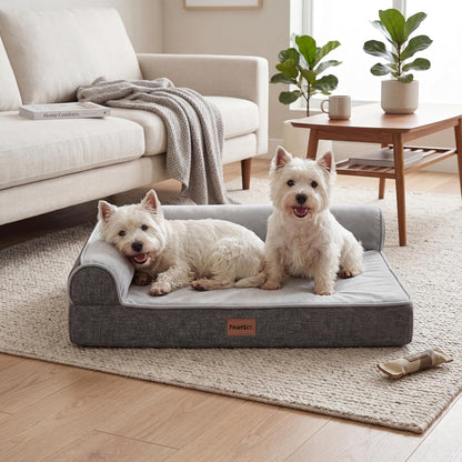 Pawfect Orthopedic Dog Bed for Small, Medium & Large Dogs, Memory Foam Pet Bed with 3 Waterproof Covers, Washable Removable Velvet Cover, Supportive Bolsters, Non-Slip Base (Medium: 32.5"X24.5"X7.5")8