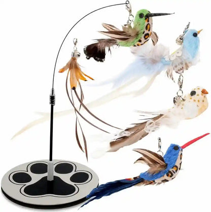 18-Piece Interactive Cat Toys for Indoor Cats, Cat Stuff Heavy Duty Self-Holding Floor Base & Suction Cup - Durable Feather Wand Bird Simulation Self Play Kitten Toys for Bored Adult Cats Juguete Gato12