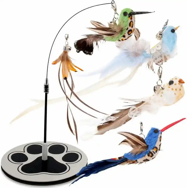 18-Piece Interactive Cat Toys for Indoor Cats, Cat Stuff Heavy Duty Self-Holding Floor Base & Suction Cup - Durable Feather Wand Bird Simulation Self Play Kitten Toys for Bored Adult Cats Juguete Gato12