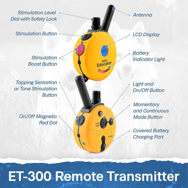Educator ET-300 Mini E Collar for Dog Training with Remote - 1/2 Mile Range, Waterproof, 100 Blunt Stimulation Levels, Tone or Vibration Mode, Night Light Tracking for Small, Medium & Large Dogs4