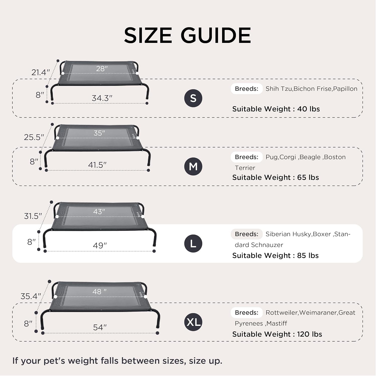 bedsure-outdoor-elevated-cooling-dog-bed-large-sized-dog-49in-grey-portable-raised-camping-pet-cot-hammock-breathable-teslin-mesh-weather-resistant-for-large-pets-up-to-85-lbs-easy-to-assemble