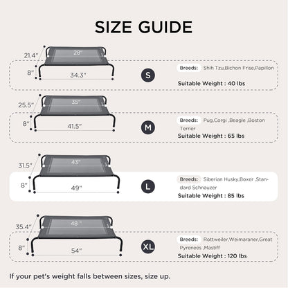 Bedsure Outdoor Elevated Cooling Dog Bed Large Sized Dog, 49In Grey | Portable Raised Camping Pet Cot Hammock,Breathable Teslin Mesh,Weather Resistant,For Large Pets up to 85 Lbs,Easy to Assemble5