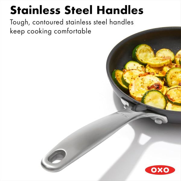 OXO Enhanced 10 Piece Cookware Pots & Pans Set, Pfas-Free Ceramic Nonstick, Durable Hard Anodized Cookware, Scratch Resistant, Stainless Steel Handle, Good Grips, Dishwasher & Oven Safe, Black5