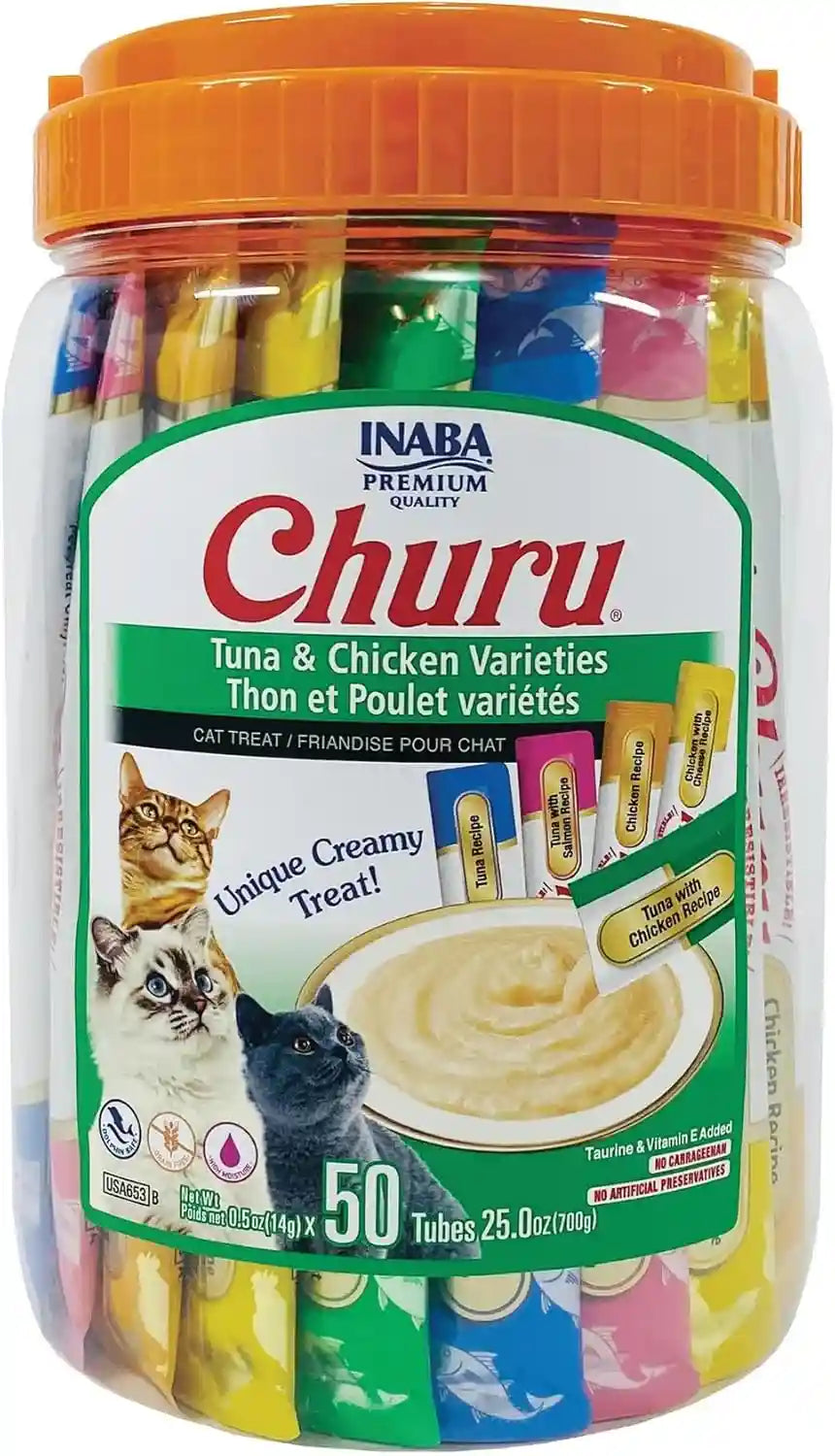 inaba-churu-cat-treats-lickable-squeezable-creamy-puree-cat-treat-with-green-tea-extract-taurine-0-5-ounces-each-tube-40-tubes-tuna-variety-box
