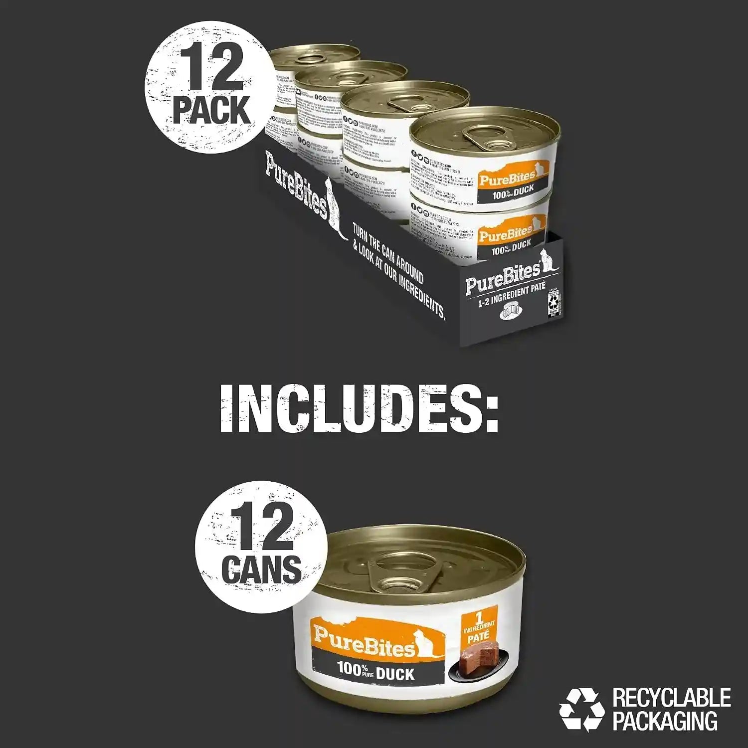 purebites-100-pure-duck-pate-cat-treat-2-5oz-can-only-1-ingredient-case-of-12