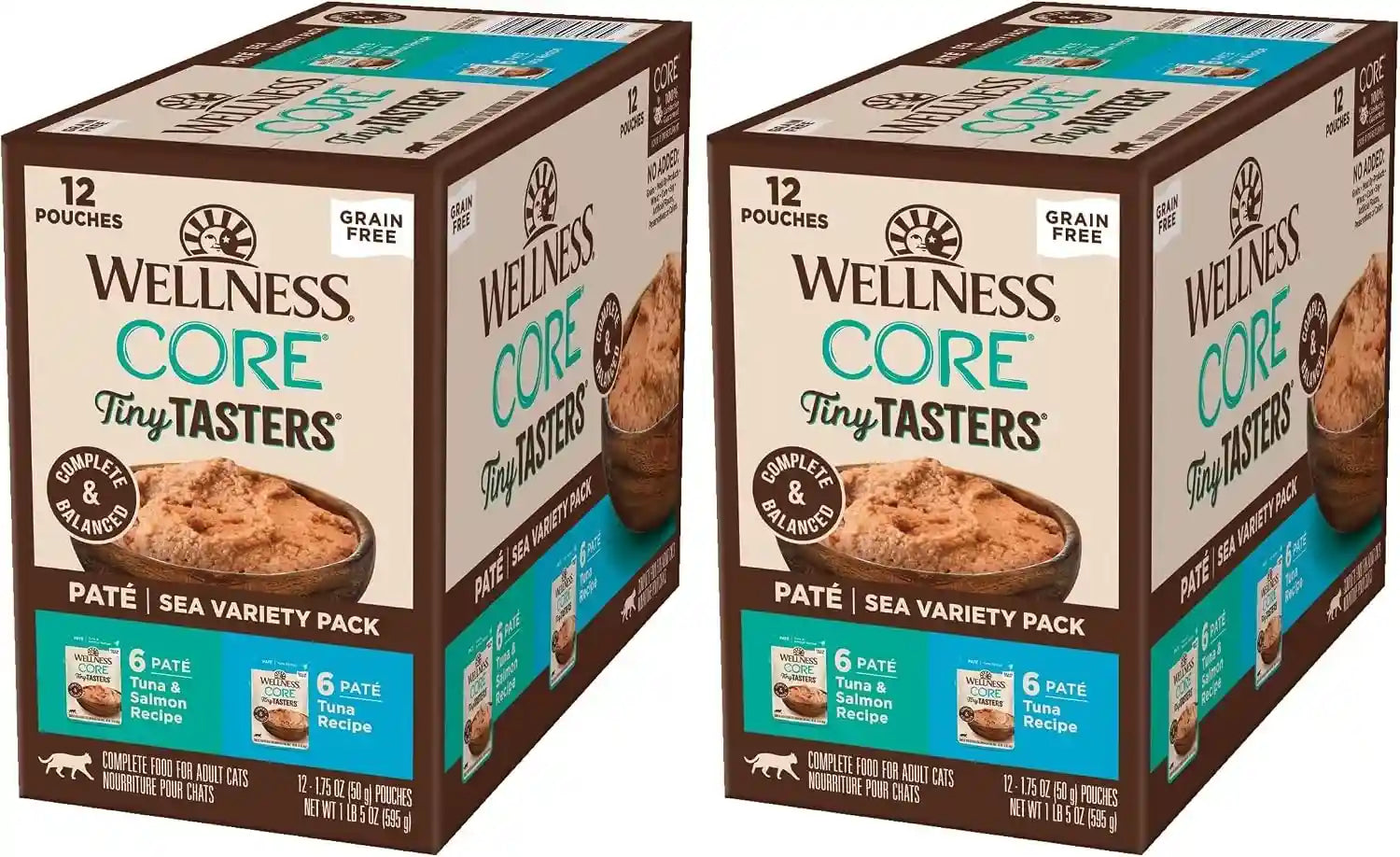 wellness-core-tiny-tasters-pate-variety-pack-adult-wet-cat-food-natural-protein-rich-grain-free-land-recipes-1-75-oz-pack-of-12-pouches