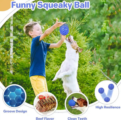 DISSKNIC Indestructible Squeaky Dog Ball, Relieves Anxiety, Cleans Teeth, Interactive Chew Toy for Aggressive Chewers, Dog Toy for Large Breeds, Outdoor Waterproof4