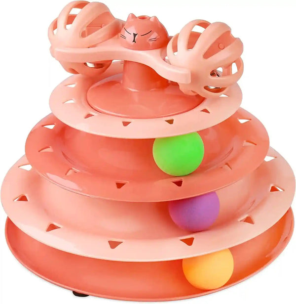 UPSKY Cat Toy Roller 3-Level Turntable Cat Toys Balls with Six Colorful Balls Interactive Kitten Fun Mental Physical Exercise Puzzle Kitten Toys20
