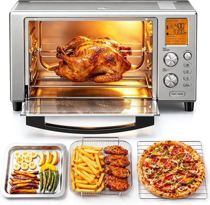 23 QT Air Fryer Toaster Oven, 12-In-1 Convection Oven Countertop | Airfry, Toast, Rotisserie, Dehydrate, Pizza, Bagel, Bake, Roast, Broil, Stainless Steel, Fits 12" Pizza, Easy to Clean, Quiet1