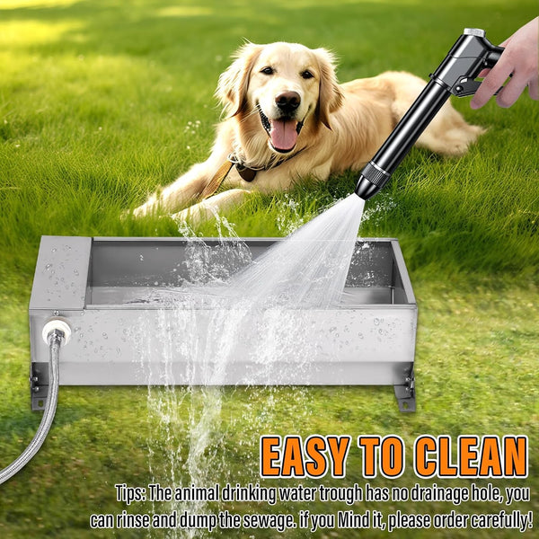 Automatic Livestock Water Trough Large Capacity, Self Filling Dog Waterer | Outdoor Animal Drinking Water Bowl Dispenser with Float Valve, Stainless Steel Water Trough for Horse,Goat,Pig,Dog,Sheep6
