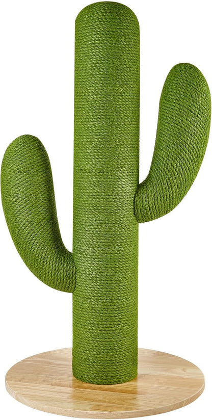 Cat Scratching Post with Solid Wood Base,39.37" Hx17.71 Lx17.71 W Tall Scratching Posts for Indoor Cats Adults,Cactus Thick Columns,Durable Lambswool and Jute,Large Scratcher Post (Large)1