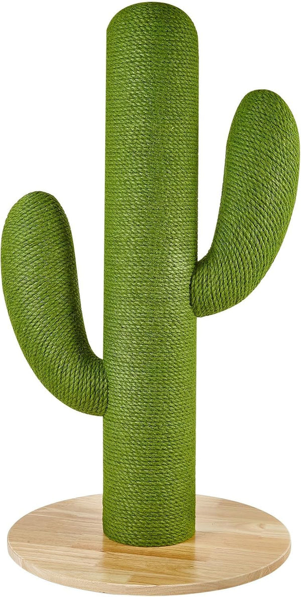 Cat Scratching Post with Solid Wood Base,39.37" Hx17.71 Lx17.71 W Tall Scratching Posts for Indoor Cats Adults,Cactus Thick Columns,Durable Lambswool and Jute,Large Scratcher Post (Large)1