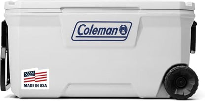 Coleman Marine Cooler with Fully Insulated UV Guard Lid & Body, Keeps Ice for 3+ Days, Great for Boating & Fishing, 52Qt/100Qt Wheeled/120Qt Options1