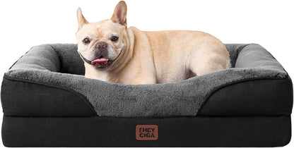 EHEYCIGA Orthopedic XL Dog Bed for Large Sized Dog, 42X30 Inch Extra Large Memory Foam Dog Couch Bed with Sides, Waterproof Liner & Washable Removable Cover, Bolster Pet Sofa, Grey10