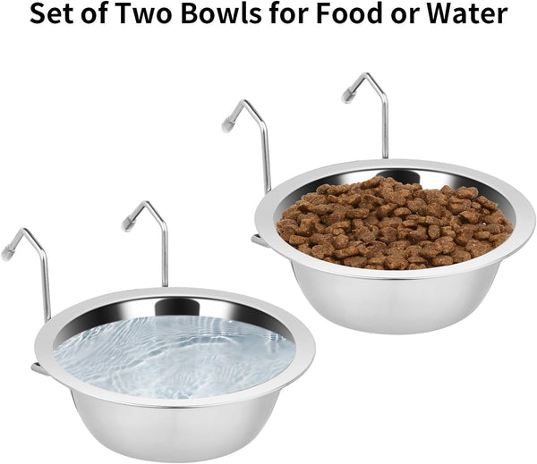 Fri4Free 2PCS 8Oz Stainless Steel Hanging Kennel Water Bowls | Easy to Use, No Spill, Fits Small Crate Kennel Cage Catio, for Dogs Puppies Cats Small Pet, Food & Water Feeding Holder4