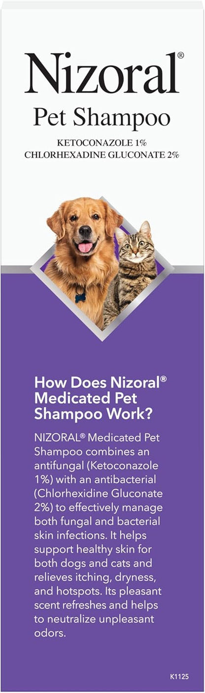 Nizoral Ketoconazole Pet Shampoo for Dogs and Cats, 16 Oz, 1% Ketoconazole, 2% Chlorhexidine Gluconate, Antifungal, Antimicrobial Support, Skin Health, Odor Control, Dog Itching Skin Relief Shampoo9