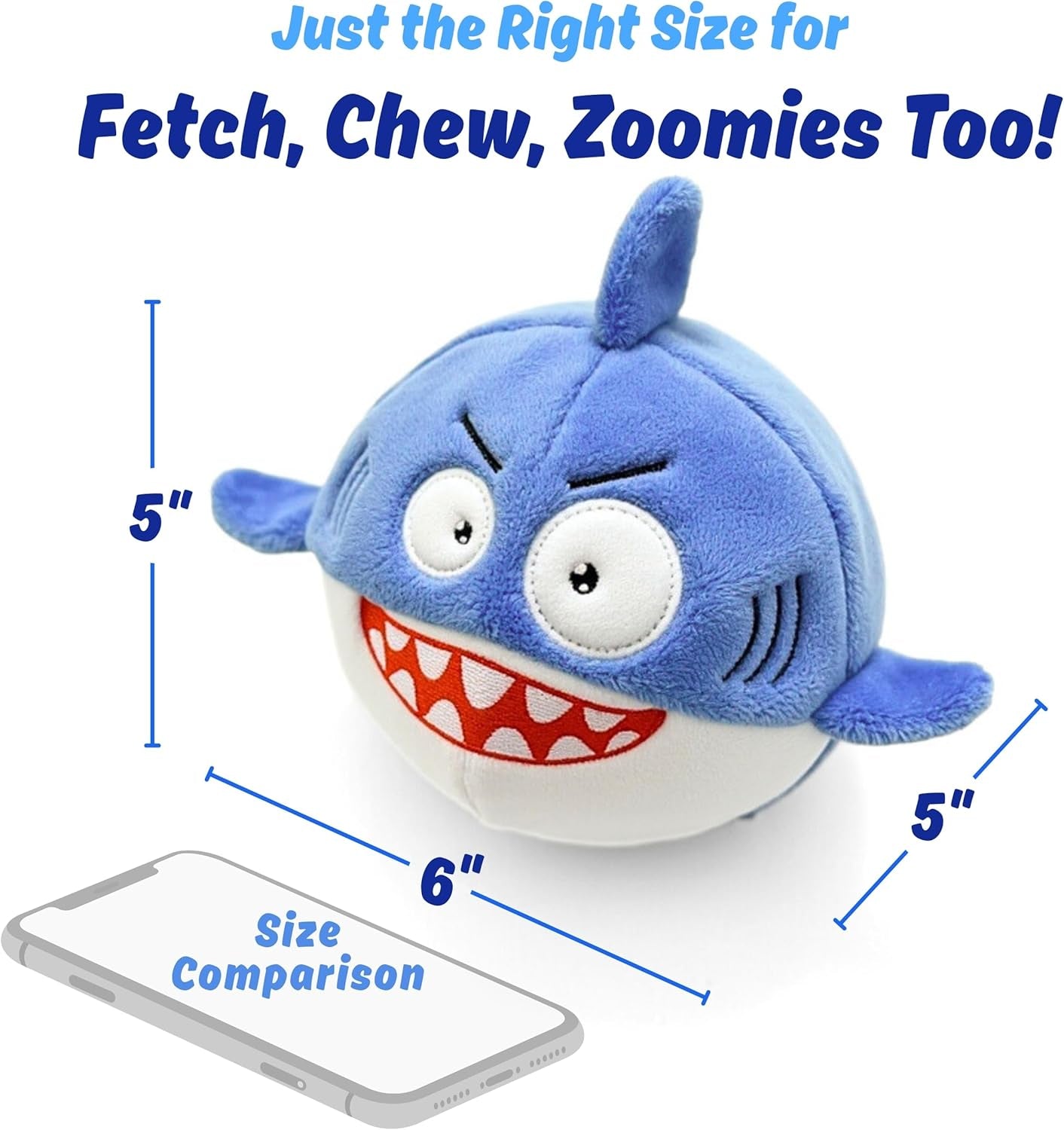 sharky-3-in-1-plush-shark-dog-chew-toy-with-squeaky-ball-inside-for-aggressive-chewers-super-interactive-no-stuffing-strong-tough-heavy-durable-birthday-gift-box-for-small-large-breed