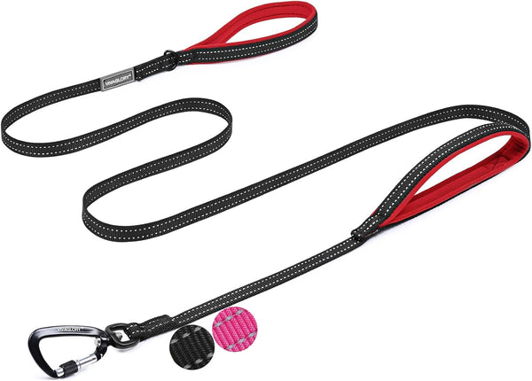 VIVAGLORY Double Handle Dog Leash Twingrip, 6Ft X 1In, Navy | Dog Leash for Collar with Traffic Handle & 2 Loop for Walking & Training, Traffic Control Reflective Heavy Duty Puppy Pet40