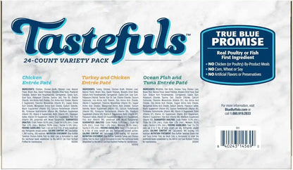 Blue Buffalo Tastefuls Wet Cat Food Paté Variety Pack (Chicken, Turkey & Chicken, Ocean Fish & Tuna) for Adult Cats, Made with Natural Ingredients, 5.5-Oz. Each (24 Cans)2